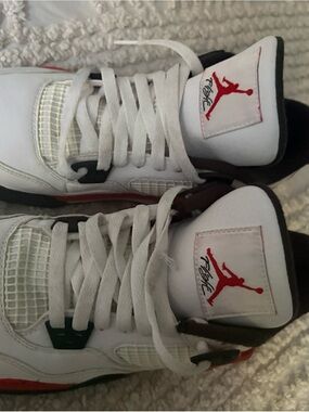 Jordan Kids White and Red High-Top Sneakers